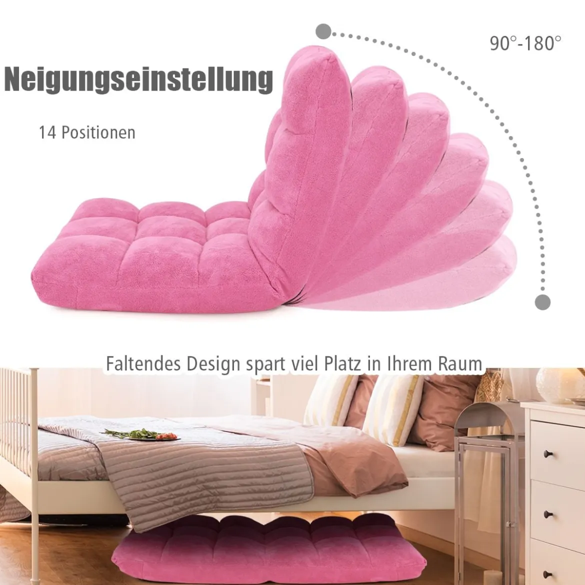 Bodenstuhl Faltbares Lazy Sofa Faul Tatami Bodenkissen Schwarz Grau Kaffeebraun Rosa Blau Lila