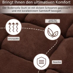 Bodenstuhl Faltbares Lazy Sofa Faul Tatami Bodenkissen Schwarz Grau Kaffeebraun Rosa Blau Lila