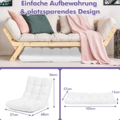 Bodenstuhl Faltbares Lazy Sofa Faul Tatami Bodenkissen Schwarz Grau Kaffeebraun Rosa Blau Lila