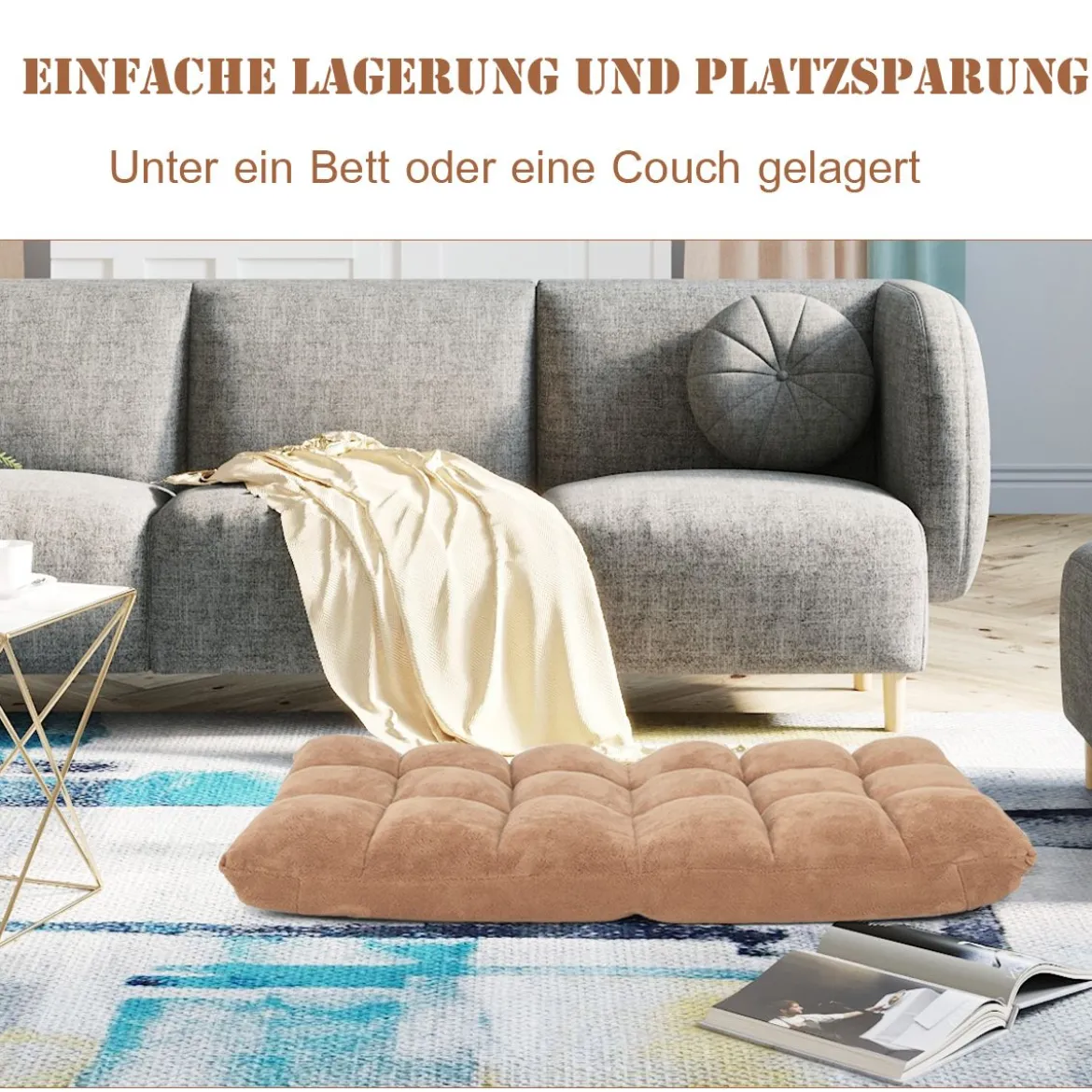 Bodenstuhl Faltbares Lazy Sofa Faul Tatami Bodenkissen Schwarz Grau Kaffeebraun Rosa Blau Lila