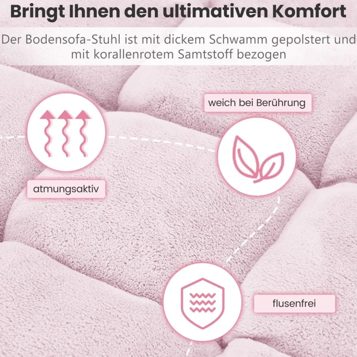 Bodenstuhl Faltbares Lazy Sofa Faul Tatami Bodenkissen Schwarz Grau Kaffeebraun Rosa Blau Lila