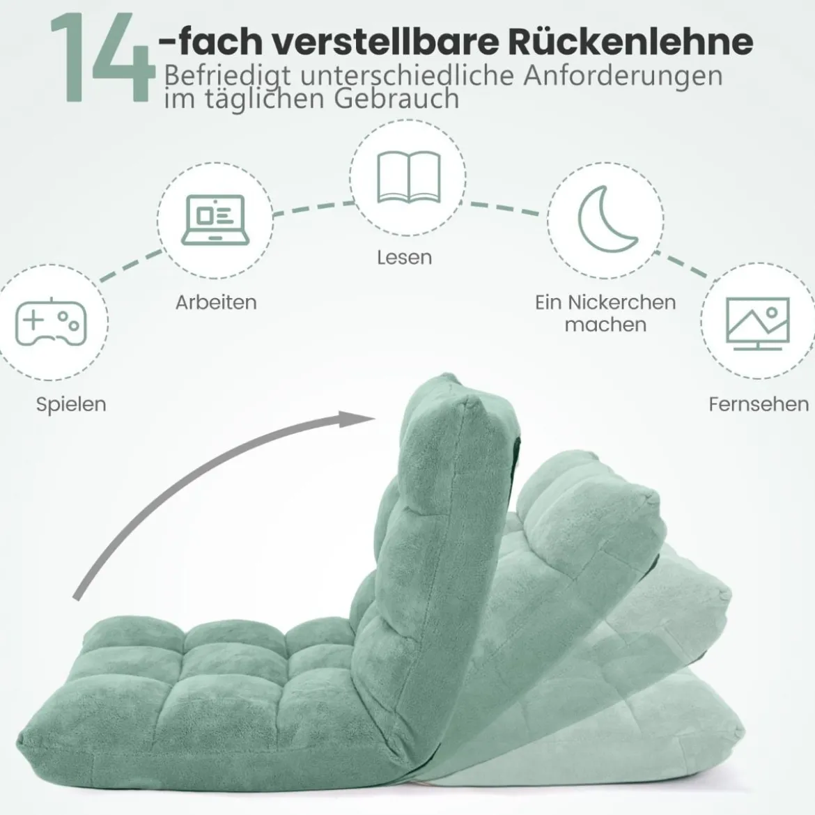 Bodenstuhl Faltbares Lazy Sofa Faul Tatami Bodenkissen Schwarz Grau Kaffeebraun Rosa Blau Lila