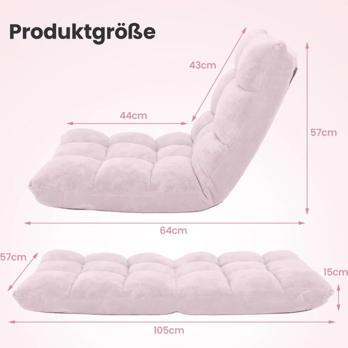 Bodenstuhl Faltbares Lazy Sofa Faul Tatami Bodenkissen Schwarz Grau Kaffeebraun Rosa Blau Lila