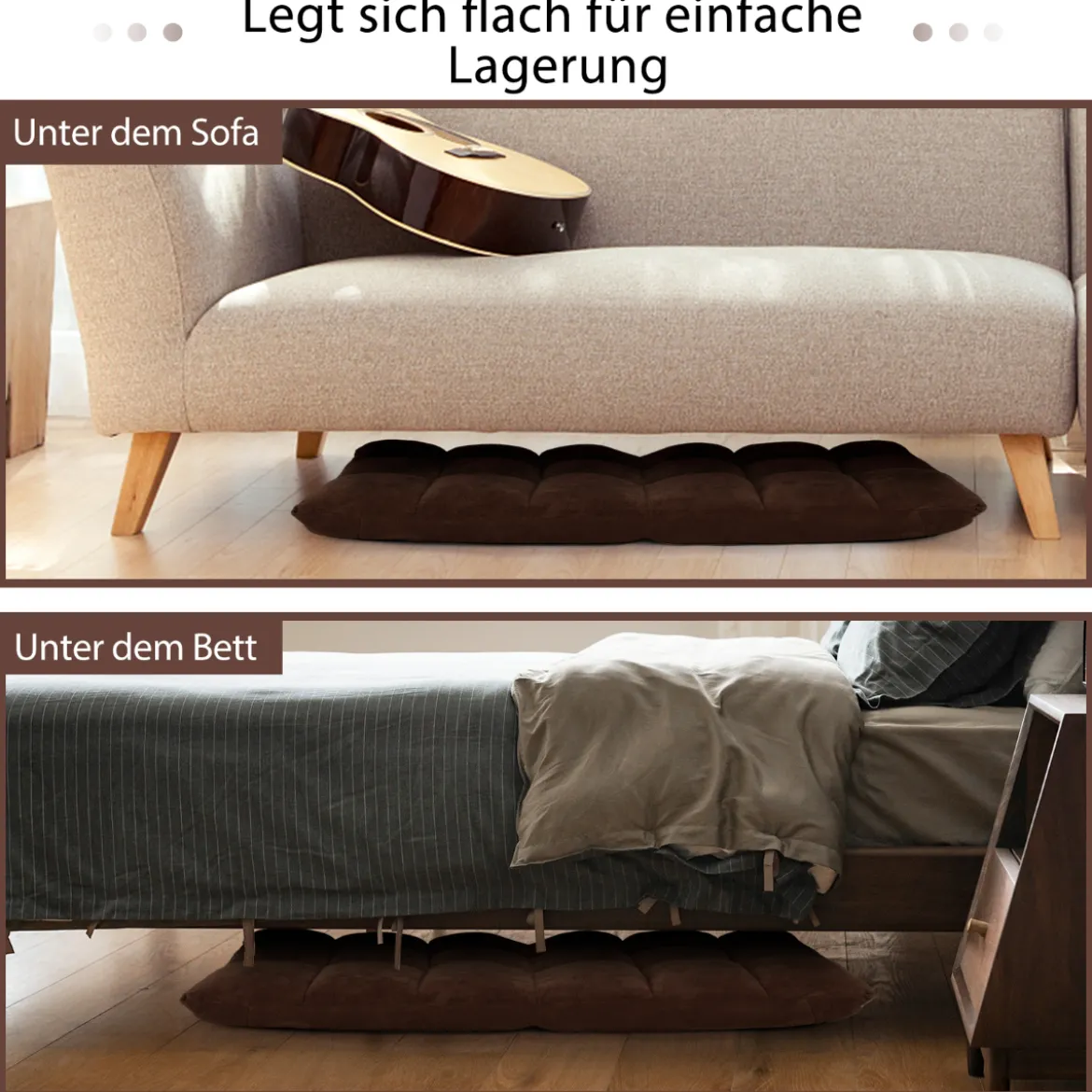 Bodenstuhl Faltbares Lazy Sofa Faul Tatami Bodenkissen Schwarz Grau Kaffeebraun Rosa Blau Lila
