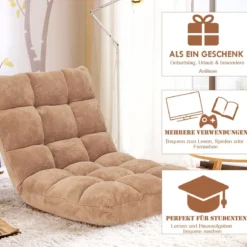 Bodenstuhl Faltbares Lazy Sofa Faul Tatami Bodenkissen Schwarz Grau Kaffeebraun Rosa Blau Lila