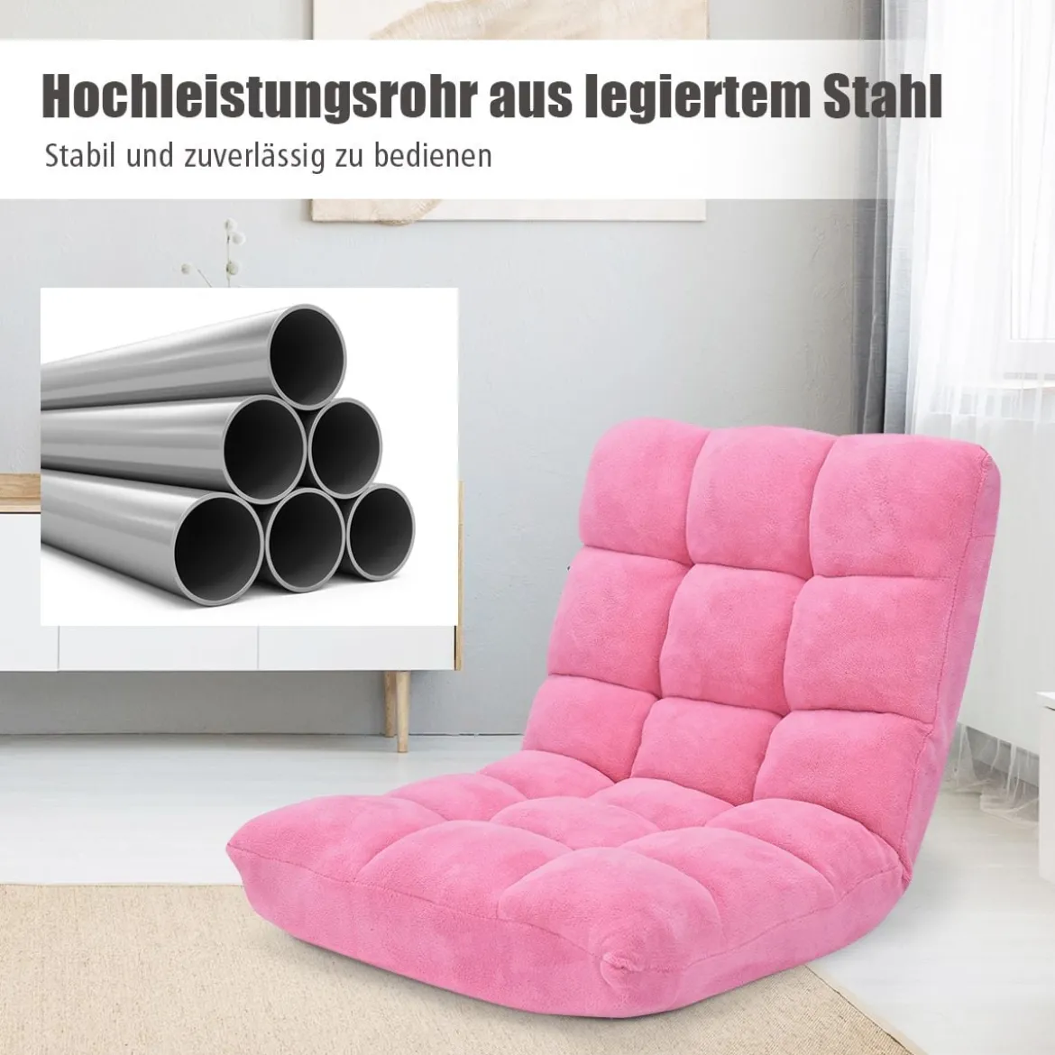 Bodenstuhl Faltbares Lazy Sofa Faul Tatami Bodenkissen Schwarz Grau Kaffeebraun Rosa Blau Lila