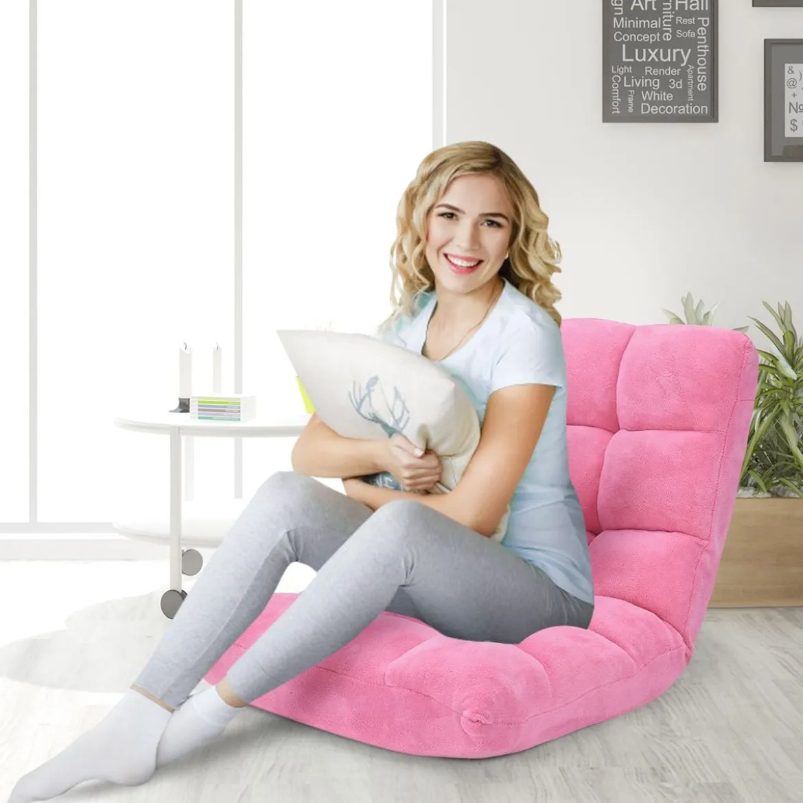 Bodenstuhl Faltbares Lazy Sofa Faul Tatami Bodenkissen Schwarz Grau Kaffeebraun Rosa Blau Lila