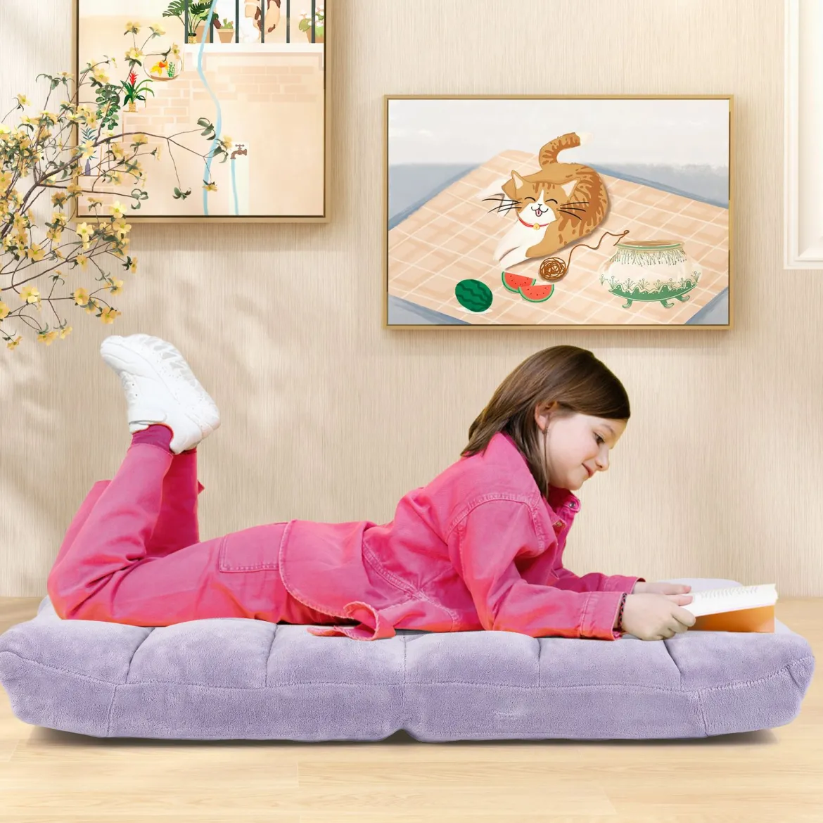 Bodenstuhl Faltbares Lazy Sofa Faul Tatami Bodenkissen Schwarz Grau Kaffeebraun Rosa Blau Lila