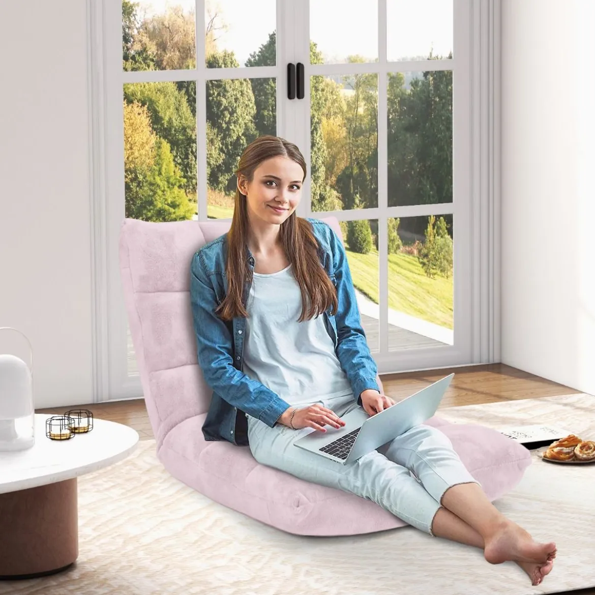 Bodenstuhl Faltbares Lazy Sofa Faul Tatami Bodenkissen Schwarz Grau Kaffeebraun Rosa Blau Lila