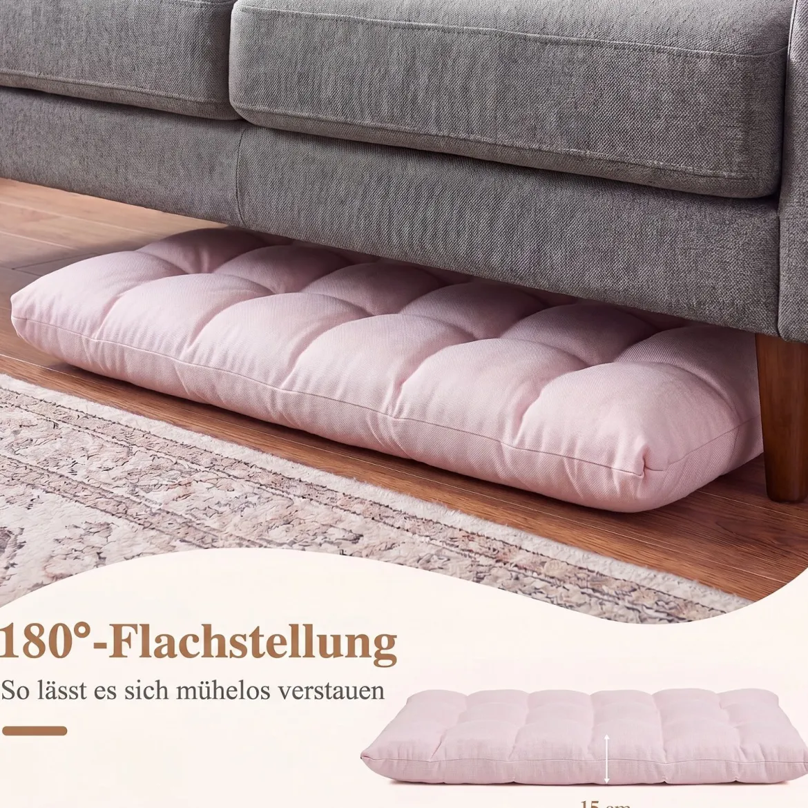 Bodenstuhl Klappbar mit 14-fach Verstellbarer Rückenlehne & Liegefunktion 61 x 54 x 56 cm