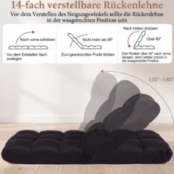 Bodenstuhl Klappbar mit 14-fach Verstellbarer Rückenlehne & Liegefunktion 61 x 54 x 56 cm