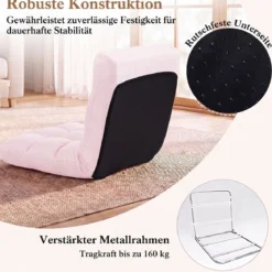 Bodenstuhl Klappbar mit 14-fach Verstellbarer Rückenlehne & Liegefunktion 61 x 54 x 56 cm