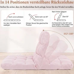 Bodenstuhl Klappbar mit 14-fach Verstellbarer Rückenlehne & Liegefunktion 61 x 54 x 56 cm