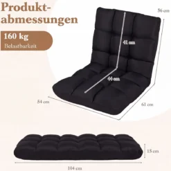 Bodenstuhl Klappbar mit 14-fach Verstellbarer Rückenlehne & Liegefunktion 61 x 54 x 56 cm