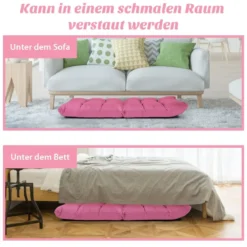 Bodenstuhl mit 14-fach Verstellbarer Lehne Bodensessel aus Schaumstoff 106,5 x 55,5 x 10 cm Dunkelrosa
