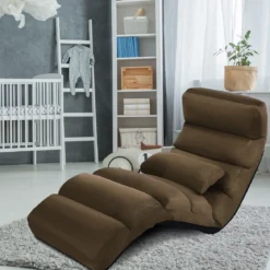 Bodenstuhl mit Rückenlehne klappbare Bodenliege 175 x 55 x 20 cm Braun