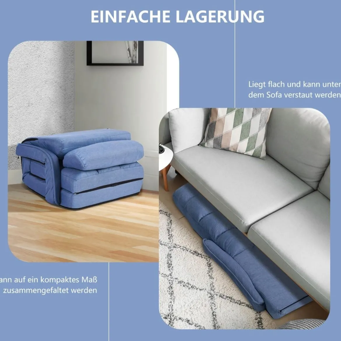Bodenstuhl mit Schlaffunktion & Verstellbarer Rückenlehne Gepolstertes Bodensofa Klappsofa
