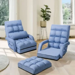Bodenstuhl mit Schlaffunktion & Verstellbarer Rückenlehne Gepolstertes Bodensofa Klappsofa