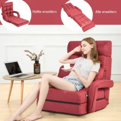 Bodenstuhl mit Schlaffunktion & Verstellbarer Rückenlehne Gepolstertes Bodensofa Klappsofa