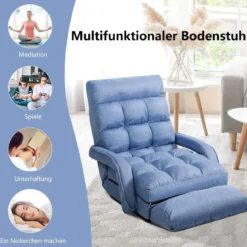 Bodenstuhl mit Schlaffunktion & Verstellbarer Rückenlehne Gepolstertes Bodensofa Klappsofa