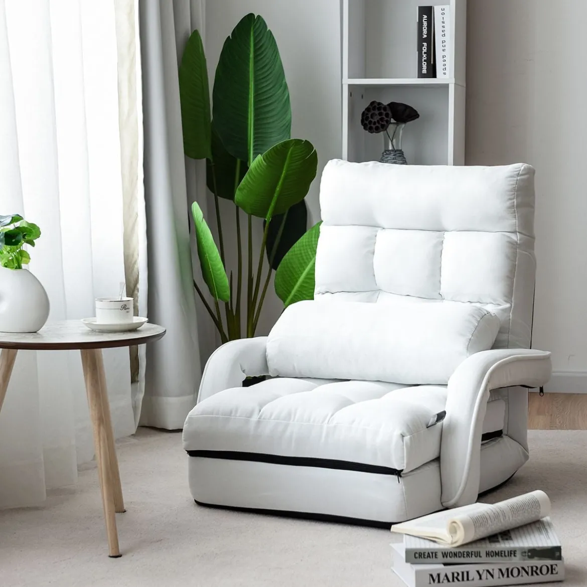 Bodenstuhl mit Schlaffunktion & Verstellbarer Rückenlehne Gepolstertes Bodensofa Klappsofa