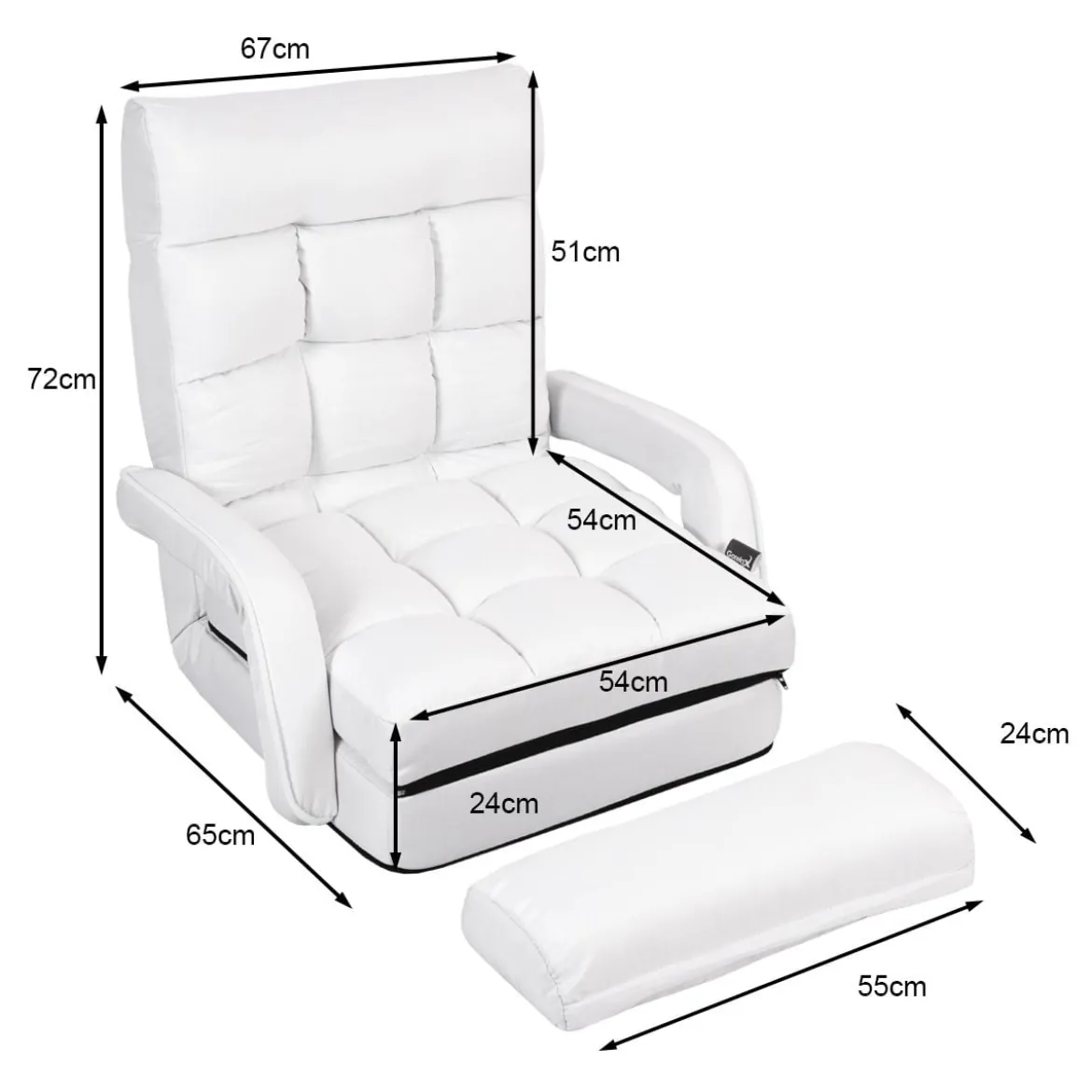 Bodenstuhl mit Schlaffunktion & Verstellbarer Rückenlehne Gepolstertes Bodensofa Klappsofa