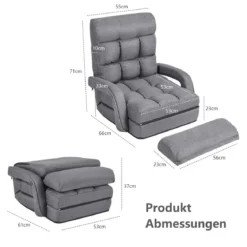 Bodenstuhl mit Schlaffunktion & Verstellbarer Rückenlehne Gepolstertes Bodensofa Klappsofa