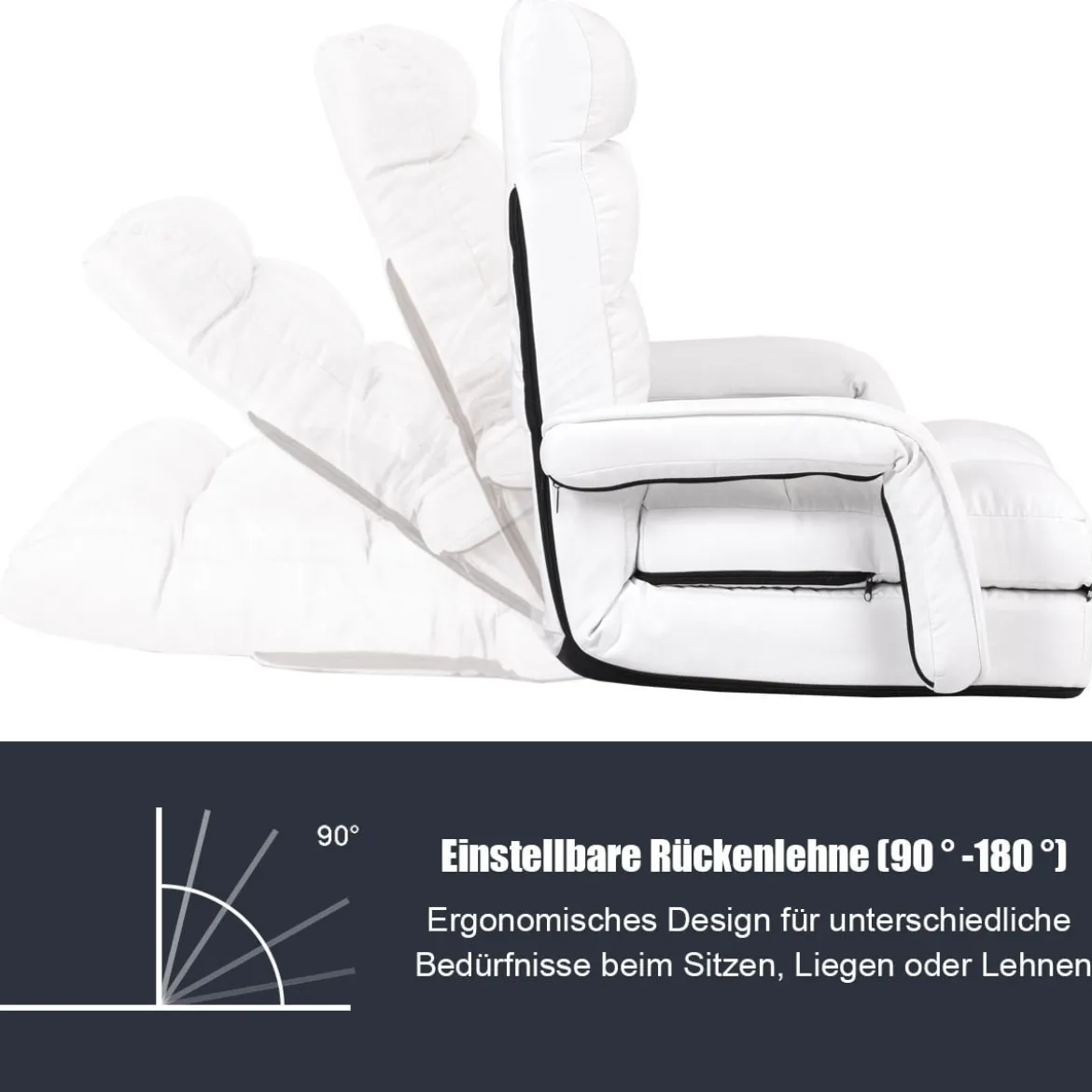Bodenstuhl mit Schlaffunktion & Verstellbarer Rückenlehne Gepolstertes Bodensofa Klappsofa