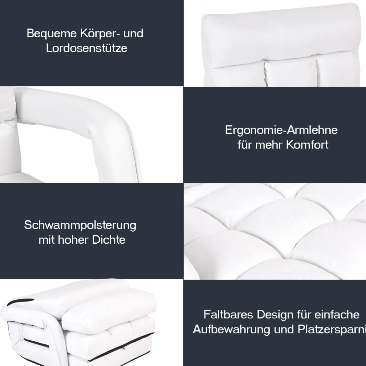 Bodenstuhl mit Schlaffunktion & Verstellbarer Rückenlehne Gepolstertes Bodensofa Klappsofa