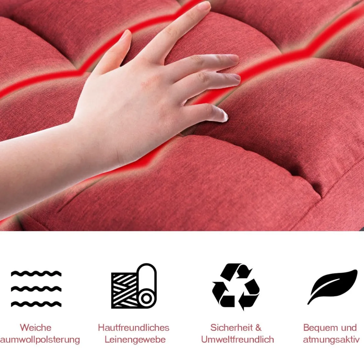 Bodenstuhl mit Schlaffunktion & Verstellbarer Rückenlehne Gepolstertes Bodensofa Klappsofa