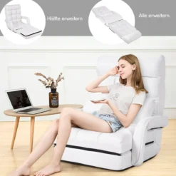 Bodenstuhl mit Schlaffunktion & Verstellbarer Rückenlehne Gepolstertes Bodensofa Klappsofa