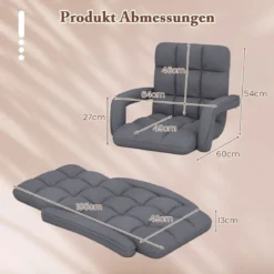 Bodenstuhl mit Verstellbarer Rückenlehne & Gepolstertem Sitz Bondensofa Relaxsessel