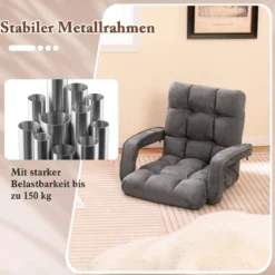 Bodenstuhl mit Verstellbarer Rückenlehne & Gepolstertem Sitz Bondensofa Relaxsessel