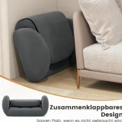 Bodenstuhl mit Verstellbarer Rückenlehne & Armlehnen Bondensofa klappbar Bodensessel Grau