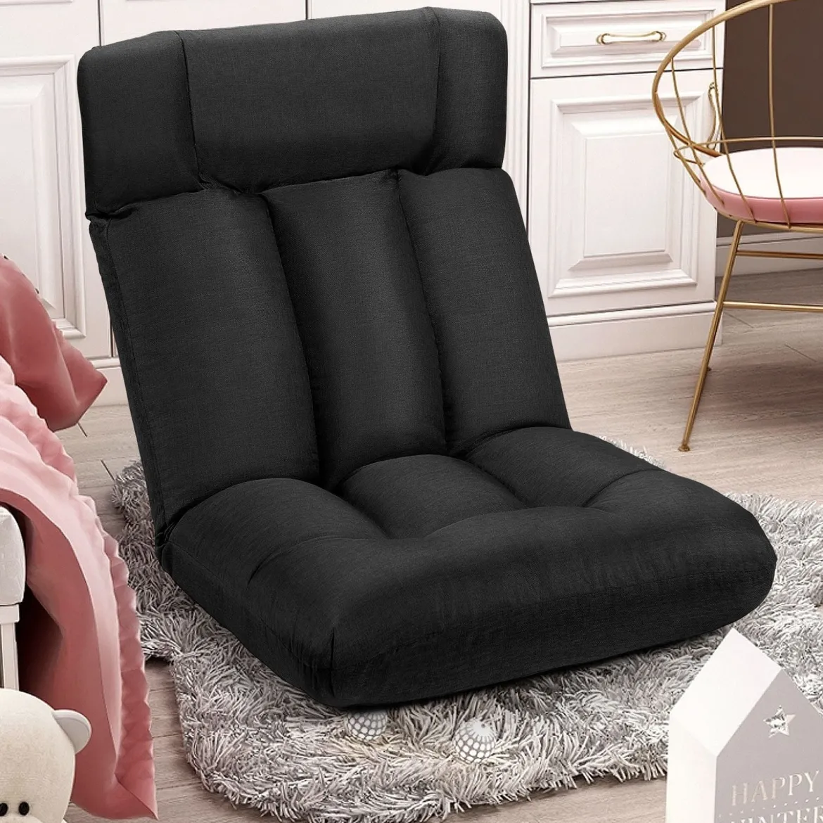 Bodenstuhl Tatami Schlafsessel Bodensessel Relaxsessel Sofastuhl Liegenfunktion Schwarz