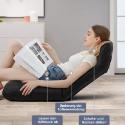 Bodenstuhl Tatami Schlafsessel Bodensessel Relaxsessel Sofastuhl Liegenfunktion Schwarz
