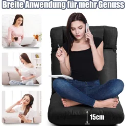 Bodenstuhl Tatami Schlafsessel Bodensessel Relaxsessel Sofastuhl Liegenfunktion Schwarz