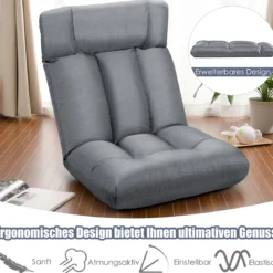 Bodenstuhl Tatami Schlafsessel Bodensessel Relaxsessel Sofastuhl Liegenfunktion Grau