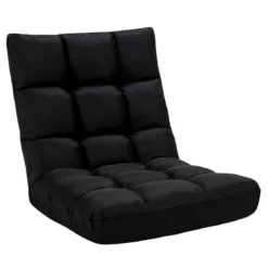 Bodenstuhl verstellbar Bodensessel gepolstert Bodenkissen mit Rückenlehne Rabenschwarz