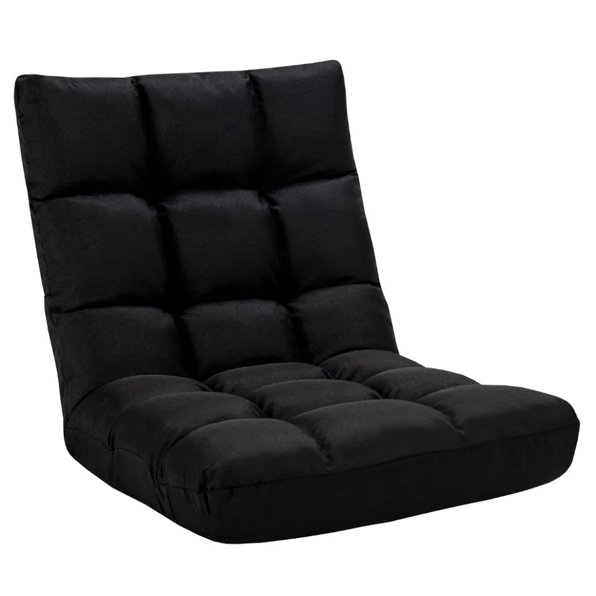 Bodenstuhl verstellbar Bodensessel gepolstert Bodenkissen mit Rückenlehne Rabenschwarz