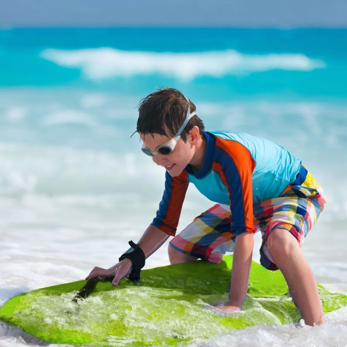 Bodyboard leichtgewichtig Schwimmbrett mit EPS-Kern & XPE Oberfläche für den Strand für Kinder & Erwachsene 106cm Grün