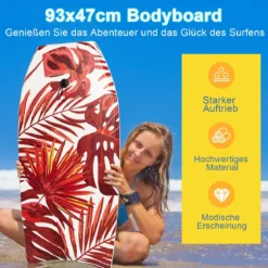 Bodyboard Schwimmbrett Schwimmboard leichtes Surfbrett 93 x 47 x 5,5 cm Rot