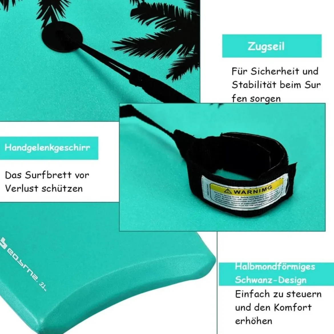 Bodyboard Schwimmbrett Schwimmboard Surfbrett Kinder 83 x 47 x 5,5 cm Grün