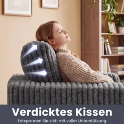 Boneless Einzelsofa aus Cord & Schaumstoff Einzelsessel mit Abnehmbarem Bezug & Rutschfester Unterseite
