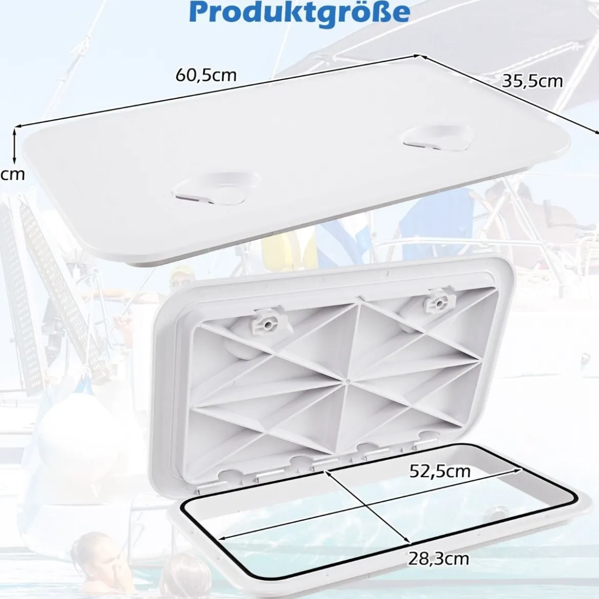 BootslukeInspektionsluke mit 180° Öffnungswinkel & Scharnier & Rutschfester Oberfläche