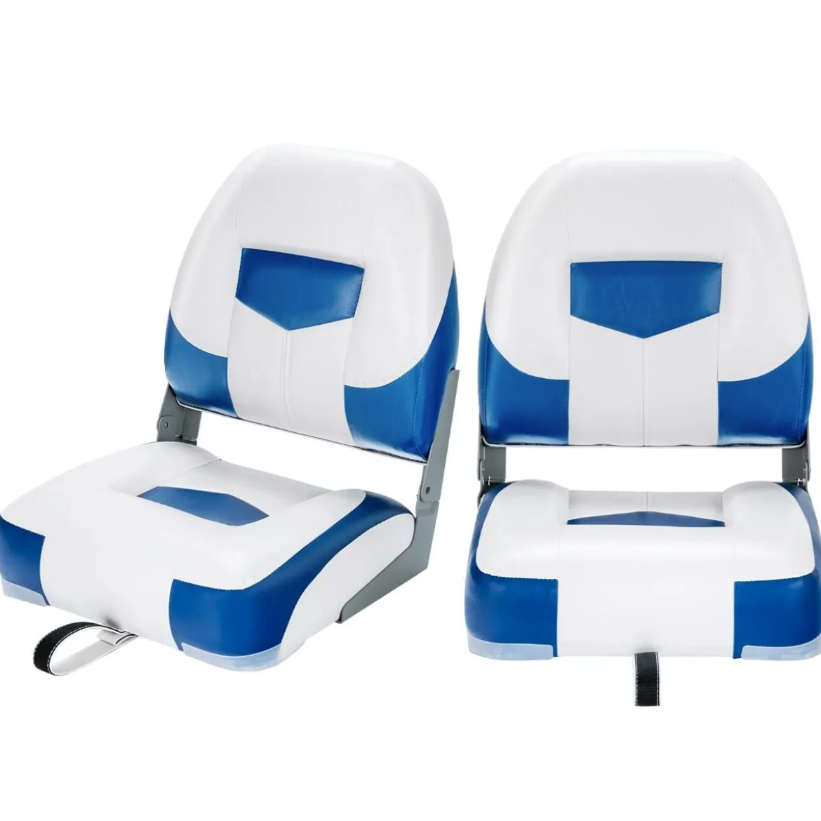 Bootsstuhl 2er Set Klappbarer Sitz 50 x 42 x 52 cm Blau+ Weiß