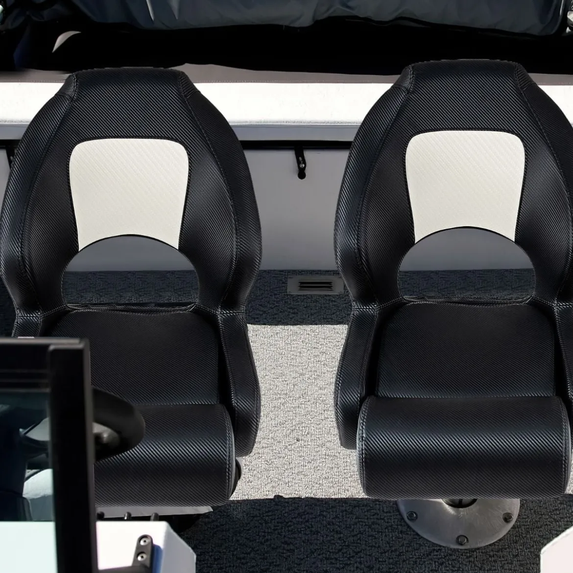 Bootsstuhl mit Hochklappbarer Nackenrolle & Wasserfestem PVC-Lederbezug Steuerstuhl