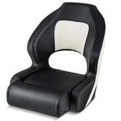 Bootsstuhl mit Hochklappbarer Nackenrolle & Wasserfestem PVC-Lederbezug Steuerstuhl