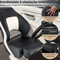Bootsstuhl mit Hochklappbarer Nackenrolle & Wasserfestem PVC-Lederbezug Steuerstuhl