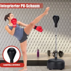 Boxball mit Ständer 4-fach verstellbare Höhe Standboxball mit befüllbarem Ständer Schwarz